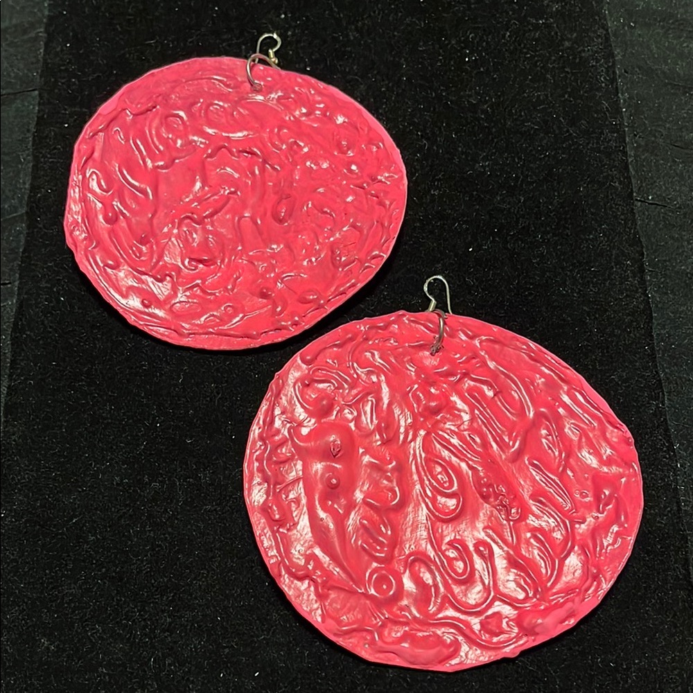 Handcrafted Pink Statement Earrings - image 1